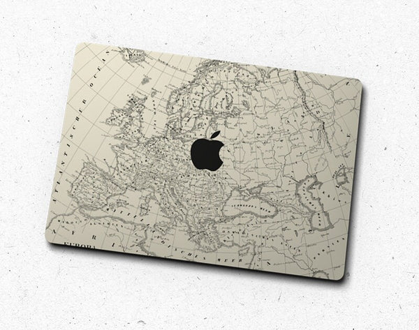 Europe Map MacBook Pro Touch 16 Skin MacBook Air Cover MacBook Retina 12 Protective Vinyl skin Anti Scratch Laptop Top and Bottom Cover