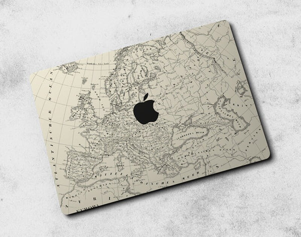 Europe Map MacBook Pro Touch 16 Skin MacBook Air Cover MacBook Retina 12 Protective Vinyl skin Anti Scratch Laptop Top and Bottom Cover