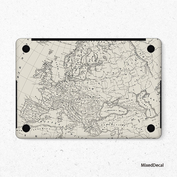 Europe Map MacBook Pro Touch 16 Skin MacBook Air Cover MacBook Retina 12 Protective Vinyl skin Anti Scratch Laptop Top and Bottom Cover