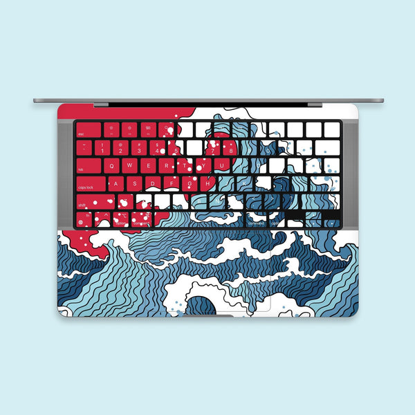 Red Waves Keyboard MacBook Pro Touch 16 Skin MacBook Air Cover MacBook Retina 12 Protective Vinyl skin Anti Scratch Laptop Cover