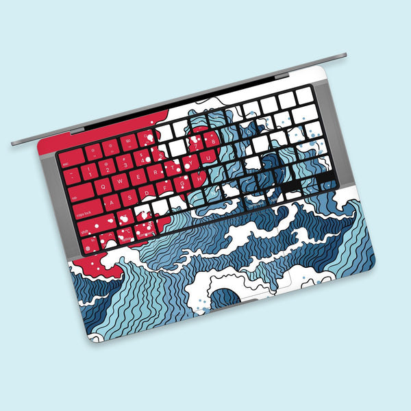 Red Waves Keyboard MacBook Pro Touch 16 Skin MacBook Air Cover MacBook Retina 12 Protective Vinyl skin Anti Scratch Laptop Cover