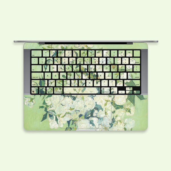 Laptop Skin MacBook Pro Sticker Apple Mac Air Decal Retina Touch Bar Cover MacBook Pro 16 Skin MacBook Pro 15 MacBook Air 13 White rose